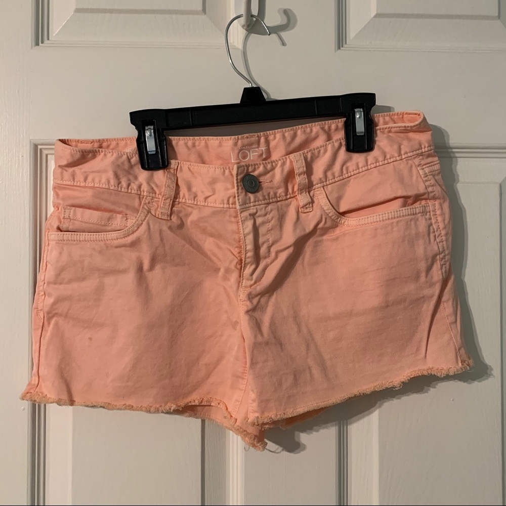 Peach-colored Loft Mid-Rise Shorts